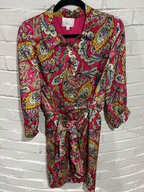 cinq a sept Silk Paisley Shirt Dress